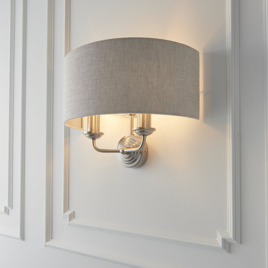 94403 Highclere 2 Light Wall Light Chrome Linen