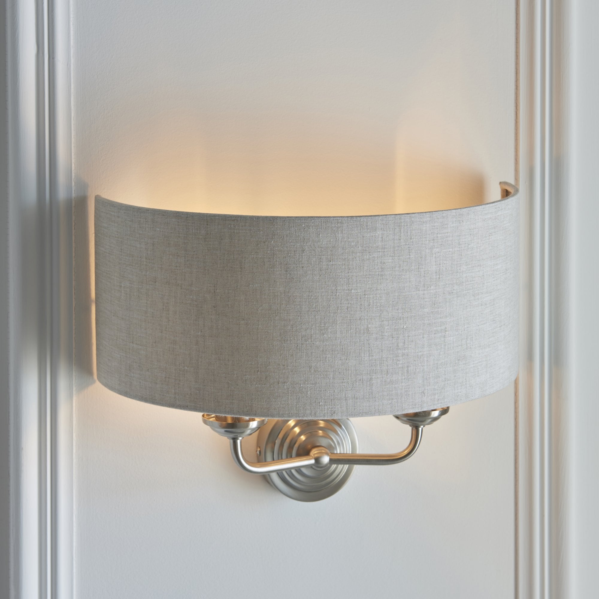 94403 Highclere 2 Light Wall Light Chrome Linen