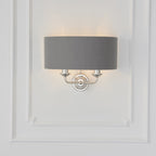 94406 Highclere 2 Light Wall Light Nickel Grey