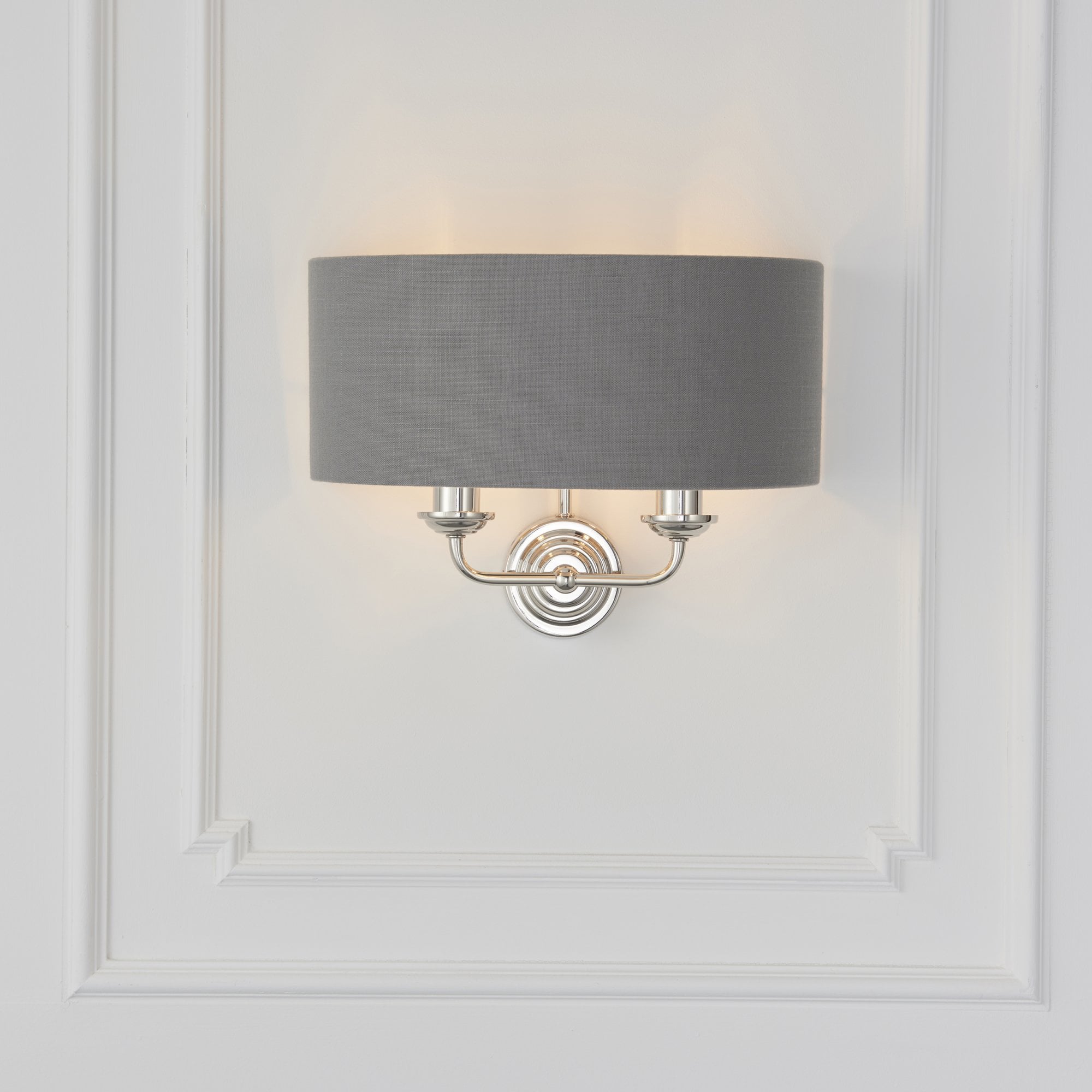 94406 Highclere 2 Light Wall Light Nickel Grey