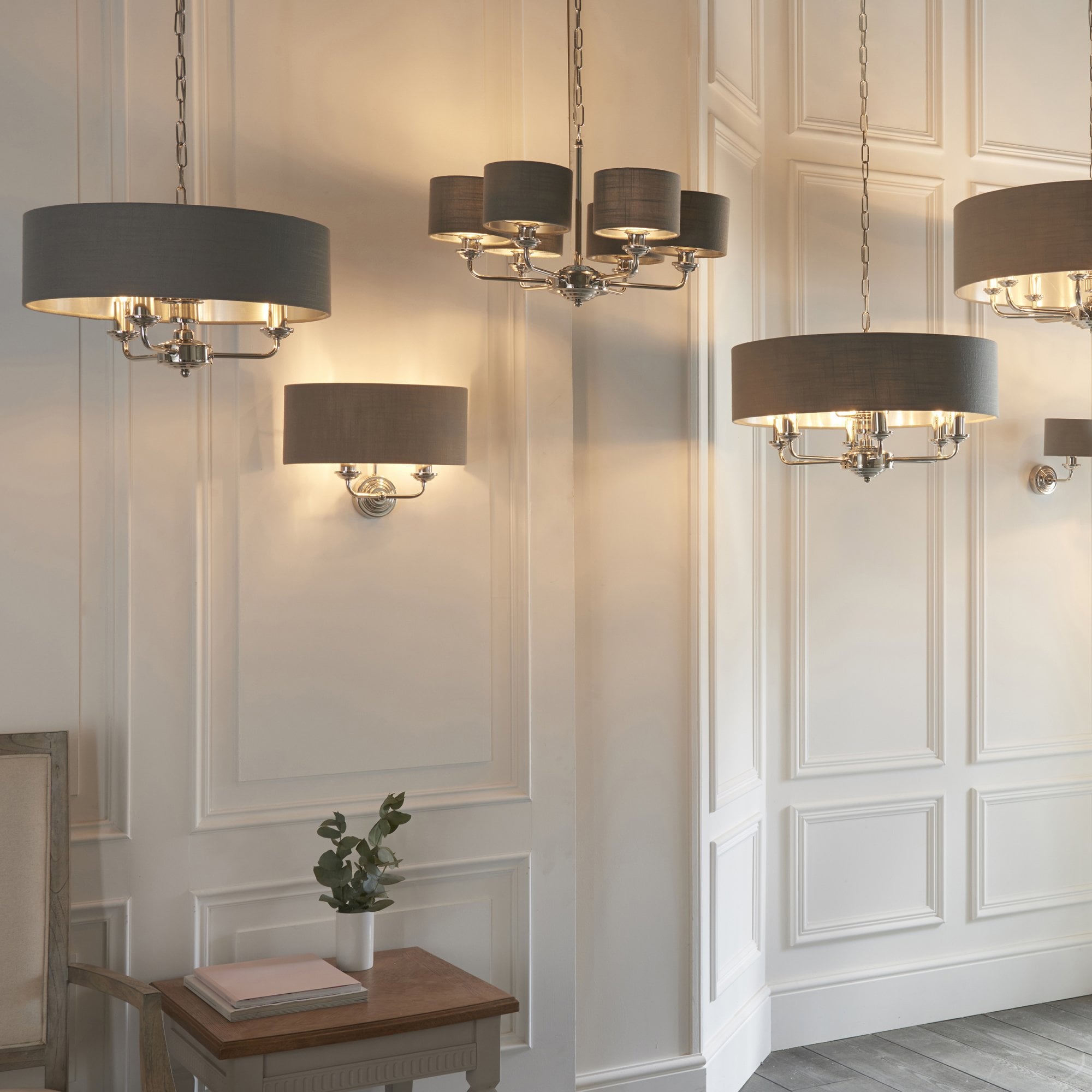 94406 Highclere 2 Light Wall Light Nickel Grey
