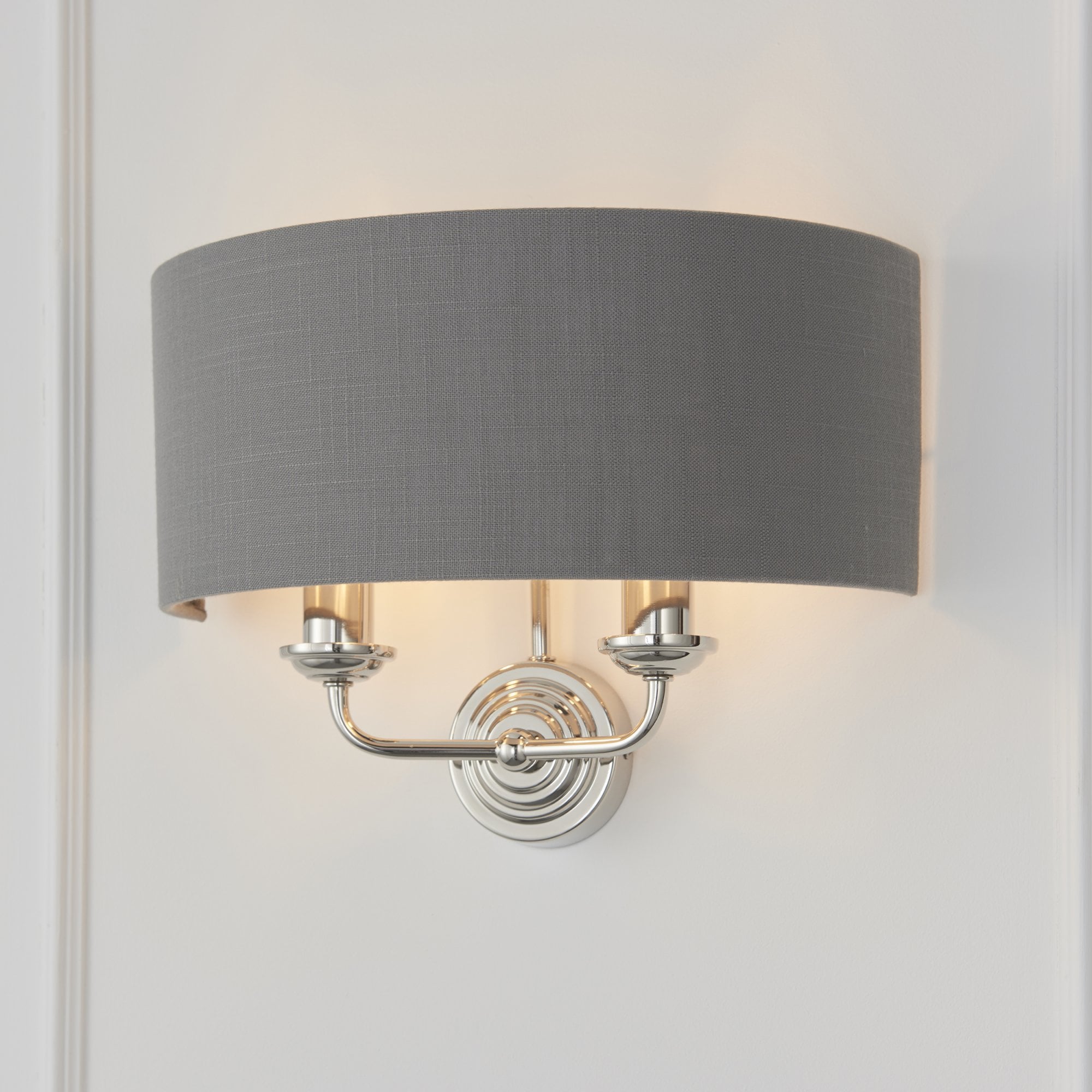 94406 Highclere 2 Light Wall Light Nickel Grey