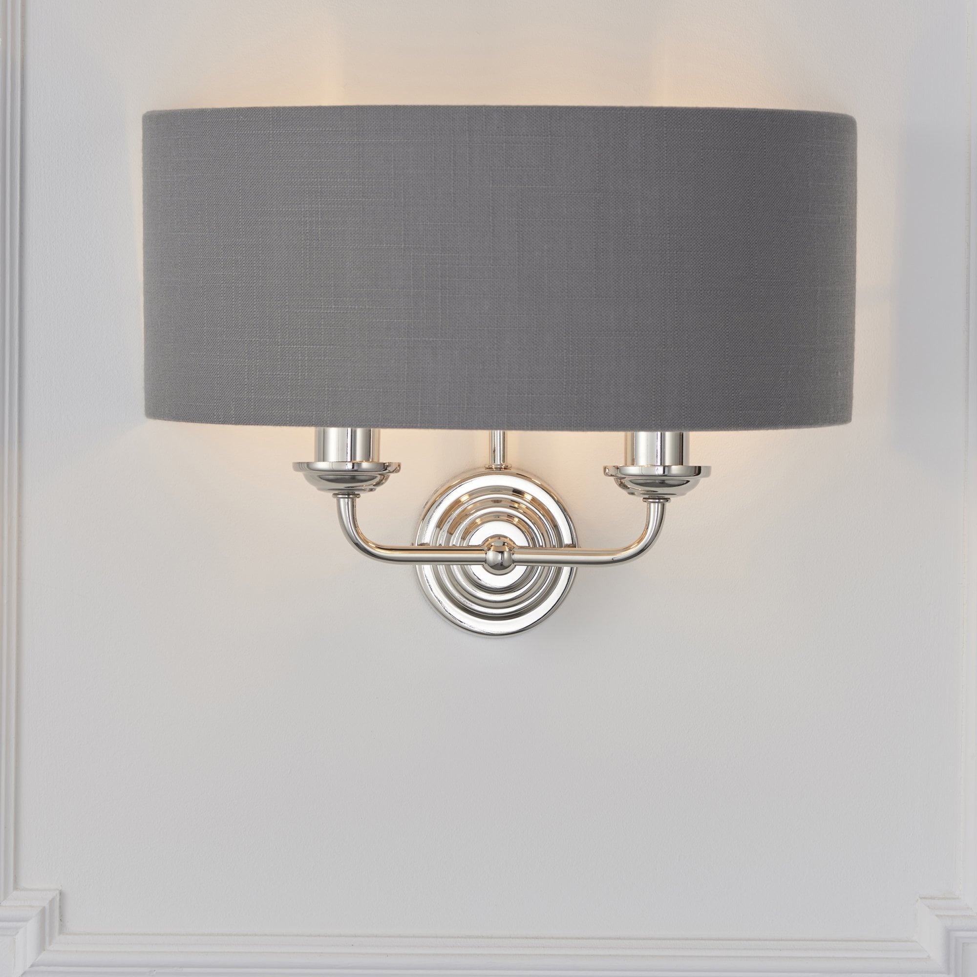 94406 Highclere 2 Light Wall Light Nickel Grey