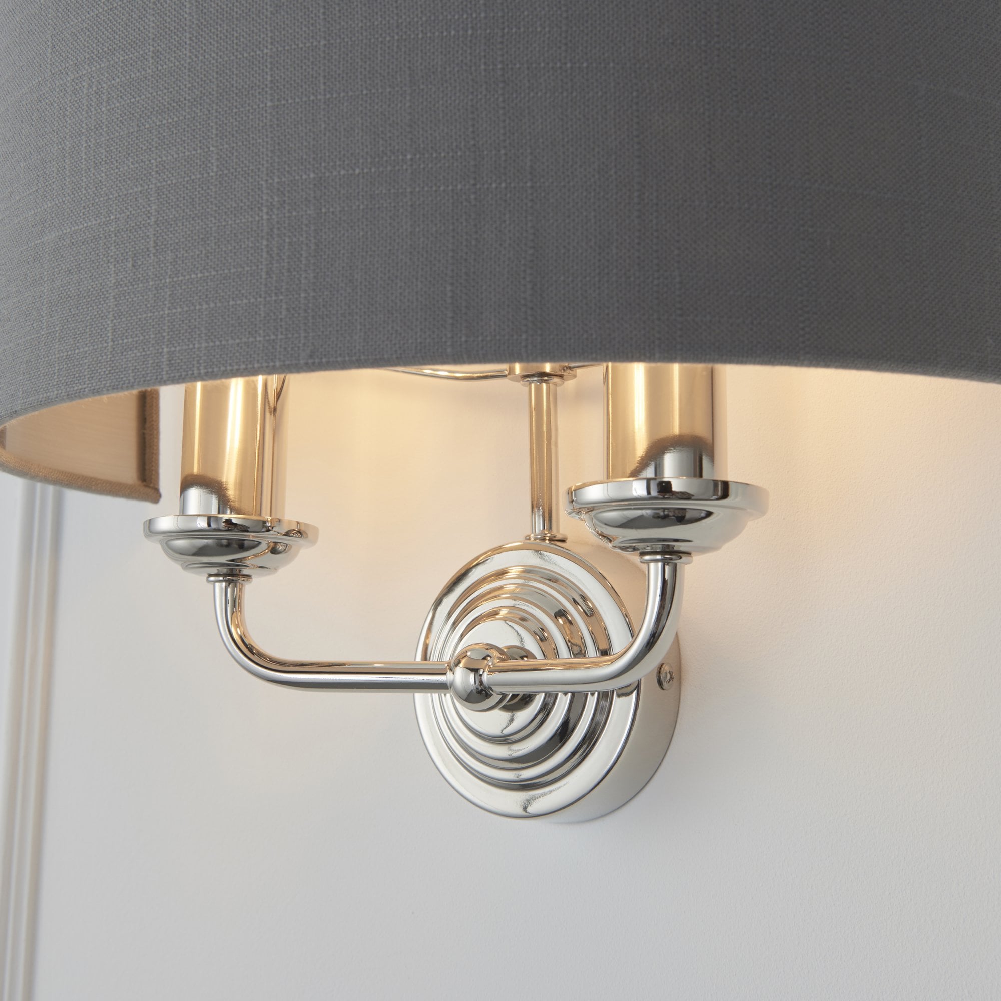 94406 Highclere 2 Light Wall Light Nickel Grey