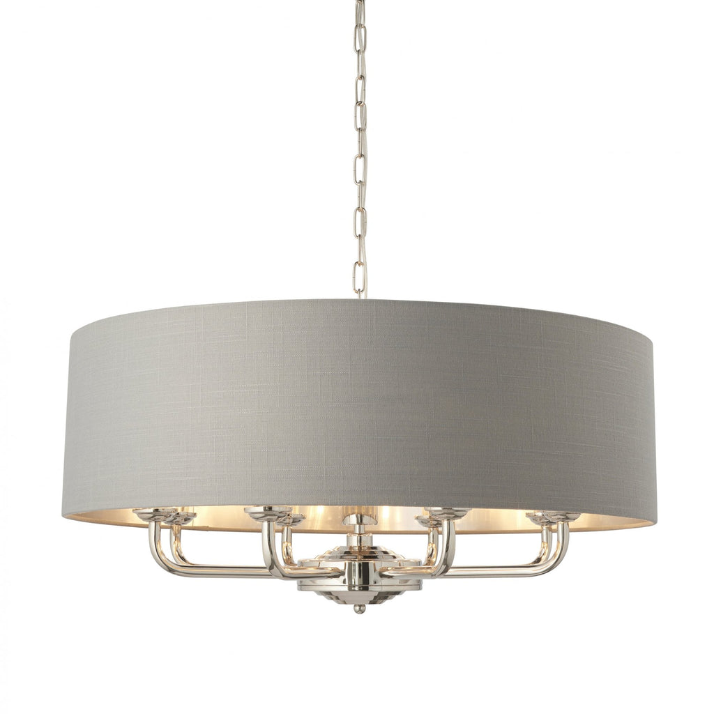 94415 Highclere 8 Light Pendant Nickel Grey