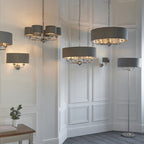 94415 Highclere 8 Light Pendant Nickel Grey