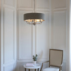 94415 Highclere 8 Light Pendant Nickel Grey