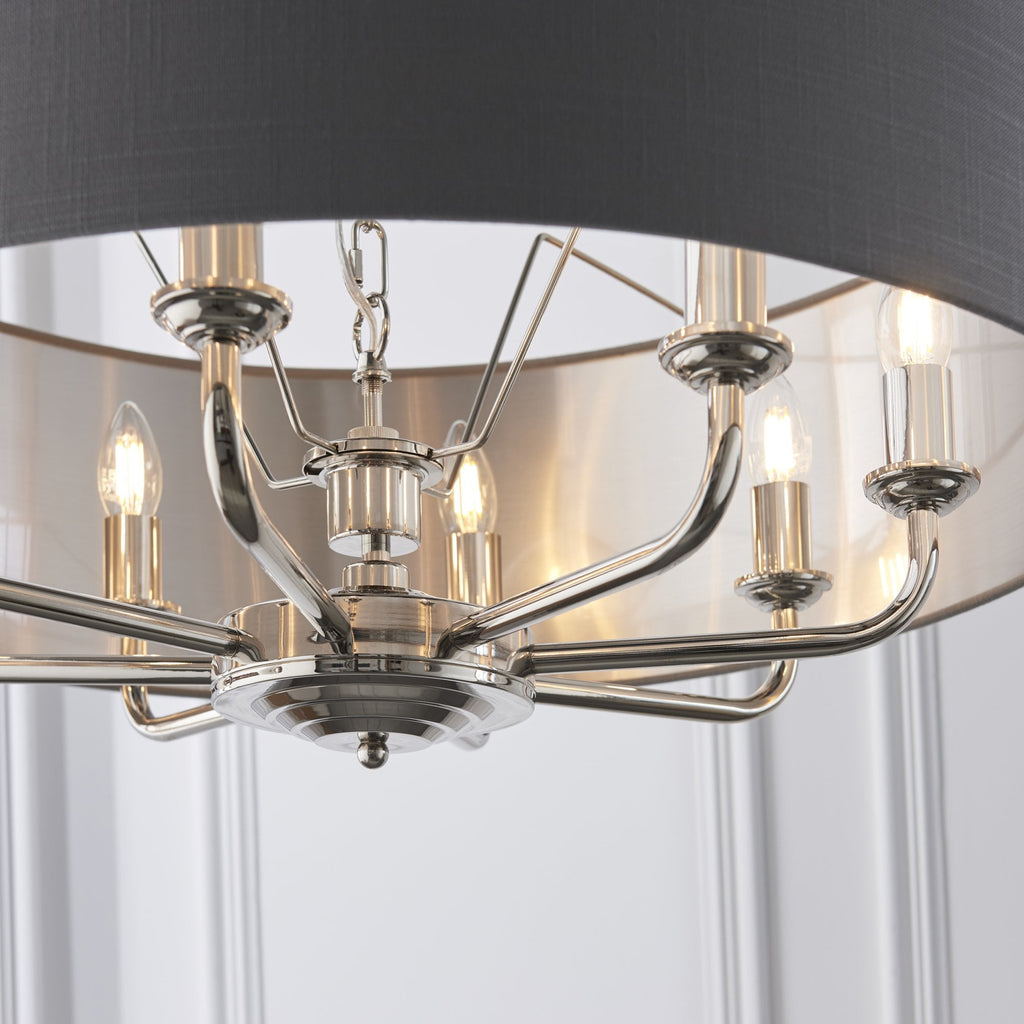 94415 Highclere 8 Light Pendant Nickel Grey