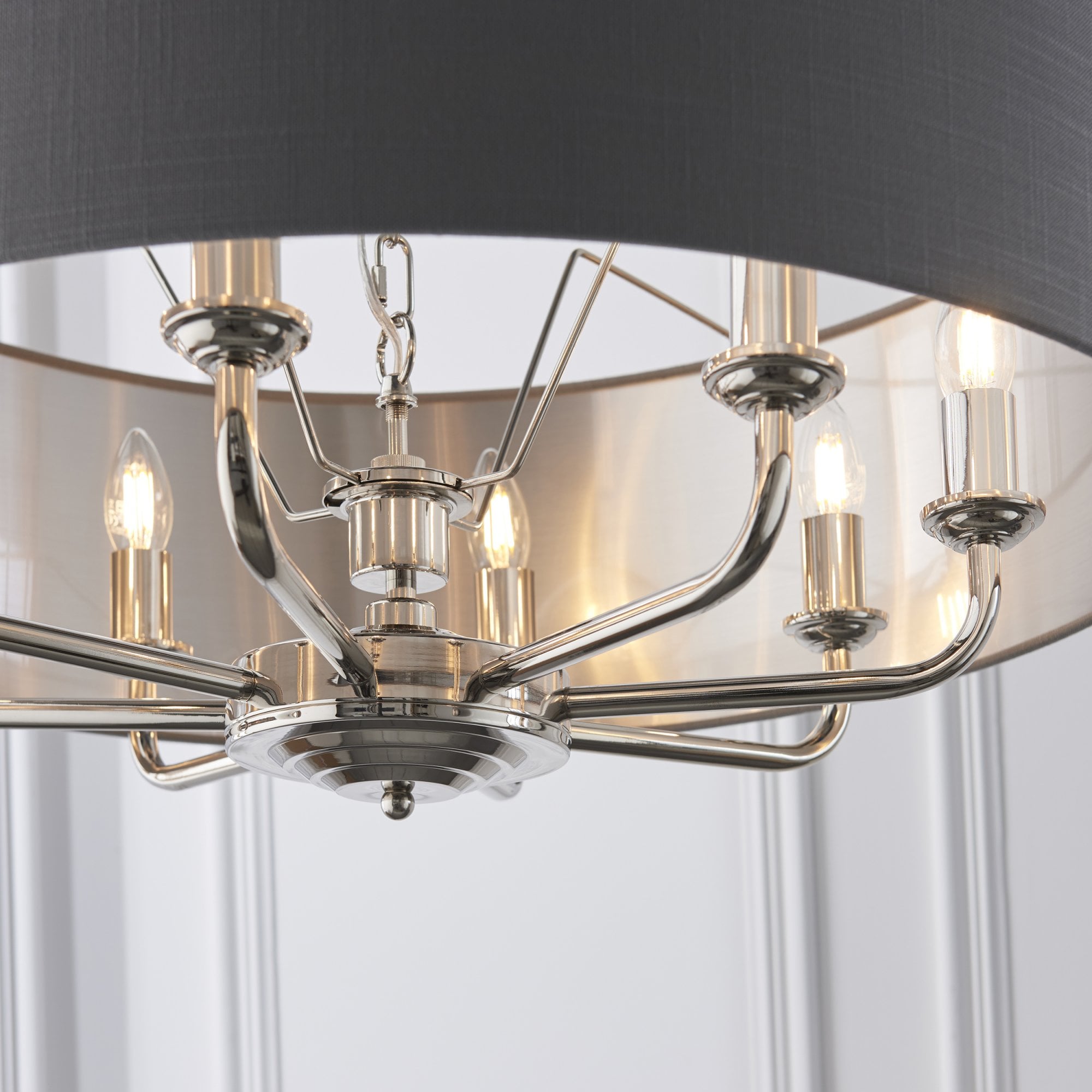 94415 Highclere 8 Light Pendant Nickel Grey