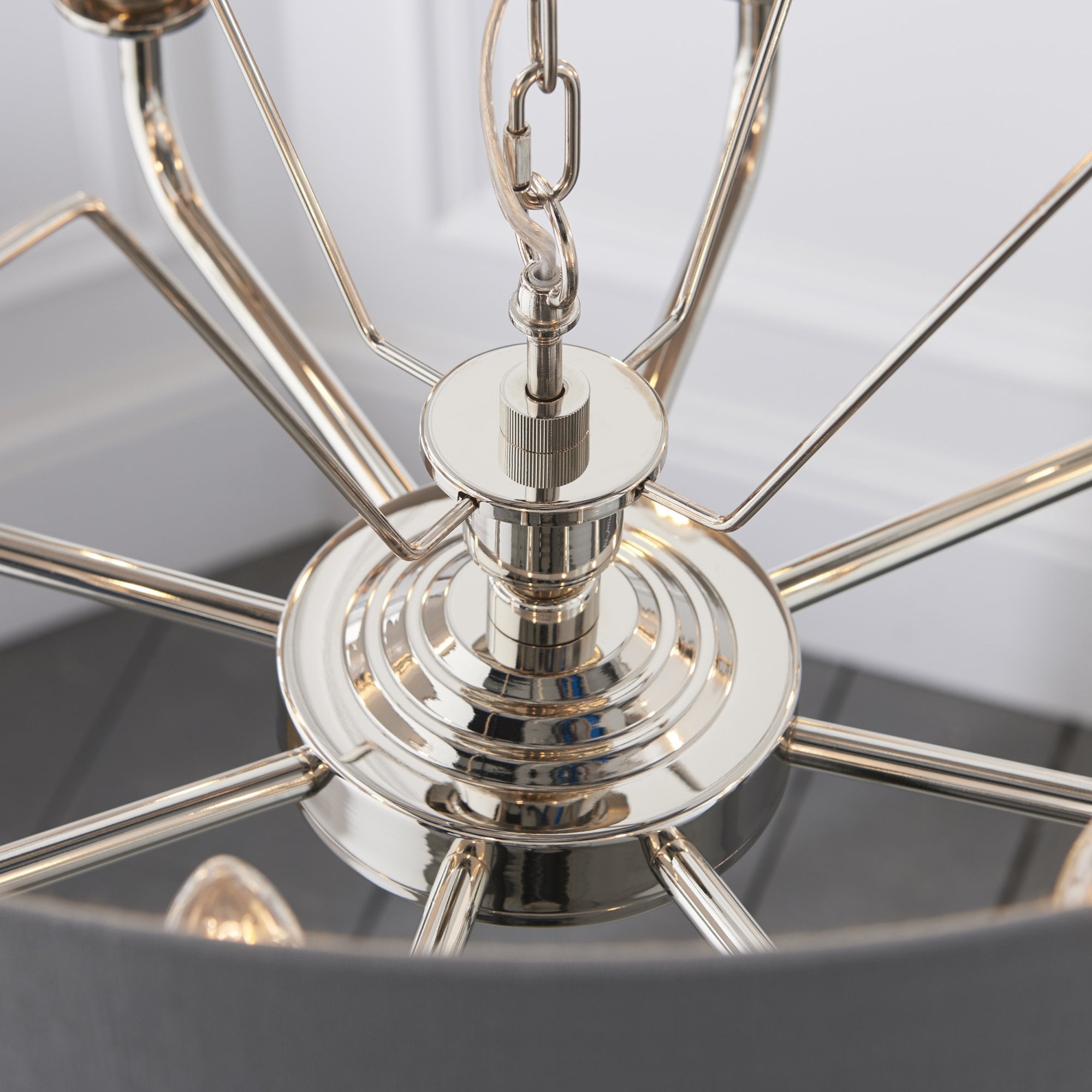 94415 Highclere 8 Light Pendant Nickel Grey