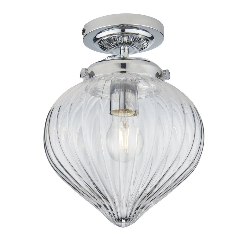 96489 Cheston 1 Light Bathroom Flush Ceiling Light Chrome Clear