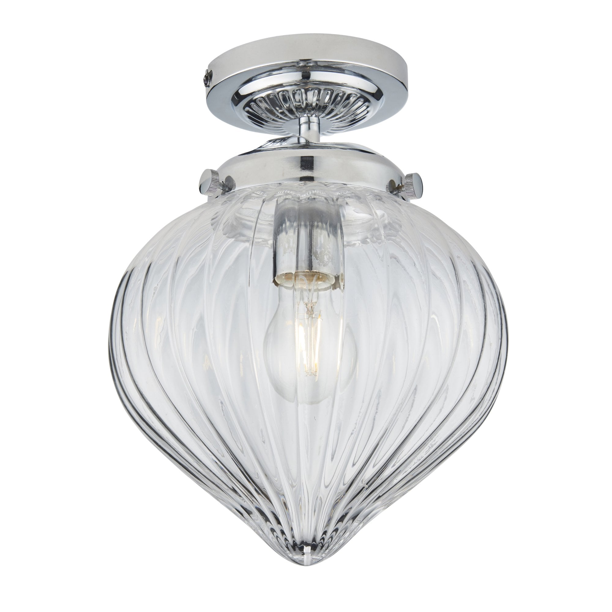 96489 Cheston 1 Light Bathroom Flush Ceiling Light Chrome Clear