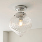 96489 Cheston 1 Light Bathroom Flush Ceiling Light Chrome Clear