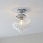 96489 Cheston 1 Light Bathroom Flush Ceiling Light Chrome Clear