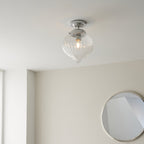 96489 Cheston 1 Light Bathroom Flush Ceiling Light Chrome Clear