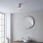 96489 Cheston 1 Light Bathroom Flush Ceiling Light Chrome Clear