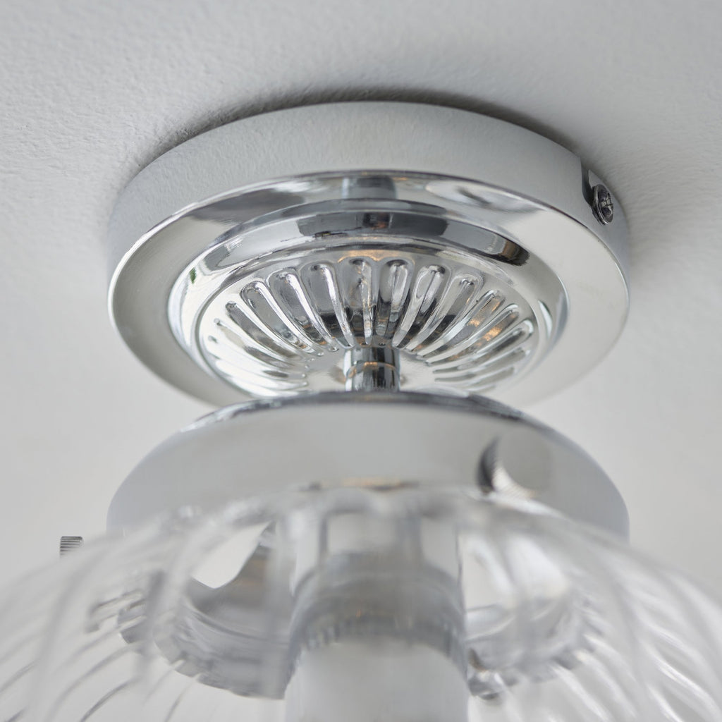 96489 Cheston 1 Light Bathroom Flush Ceiling Light Chrome Clear