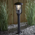 96923 Quinn 1 Light Outdoor Floor Lamp Black Clear