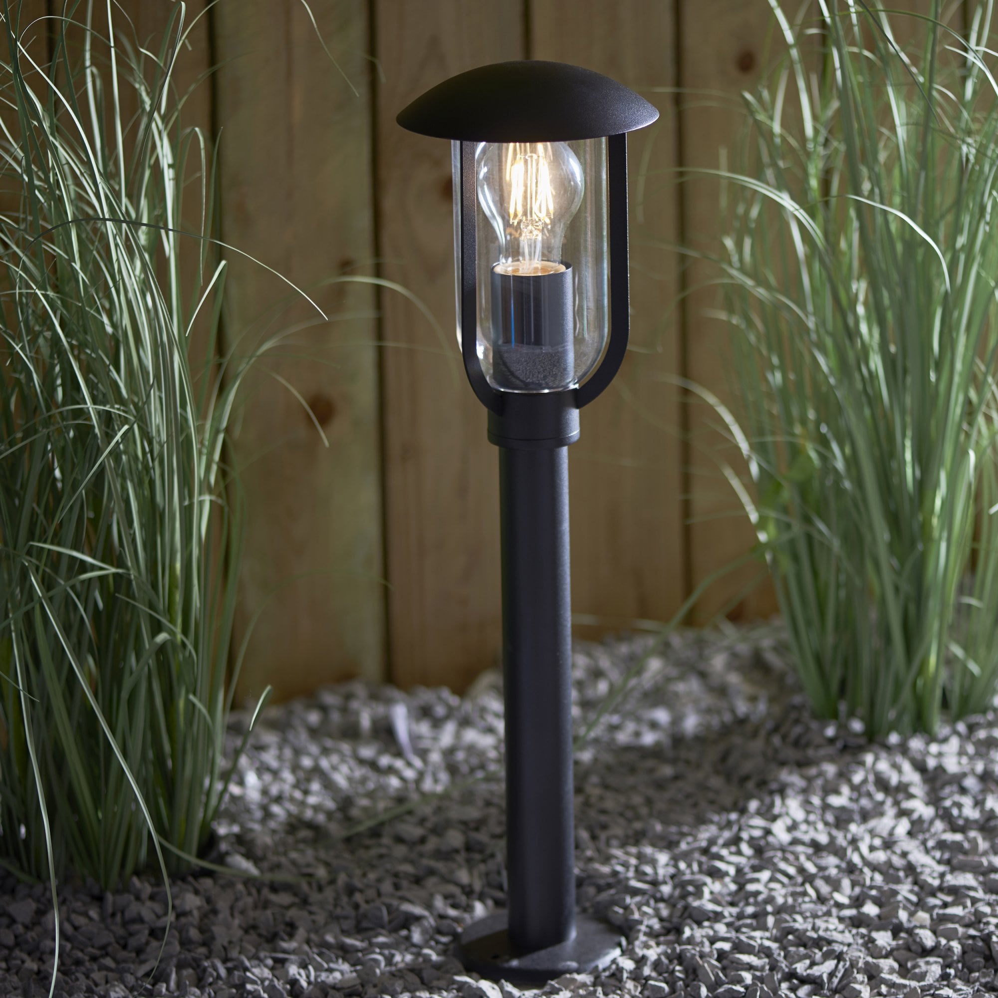 96923 Quinn 1 Light Outdoor Floor Lamp Black Clear