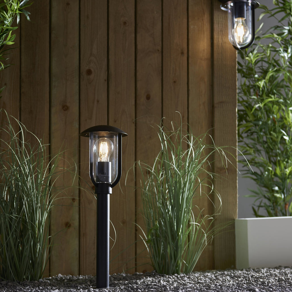 96923 Quinn 1 Light Outdoor Floor Lamp Black Clear