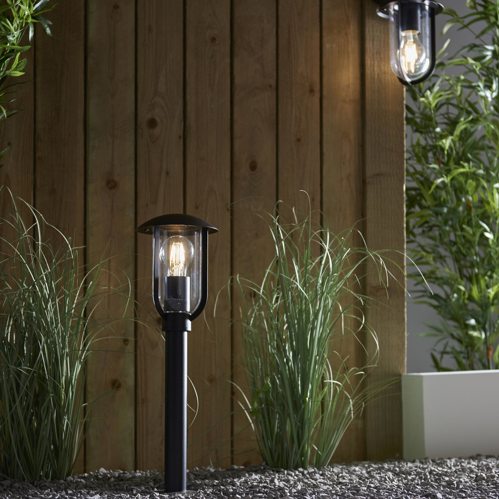 96923 Quinn 1 Light Outdoor Floor Lamp Black Clear