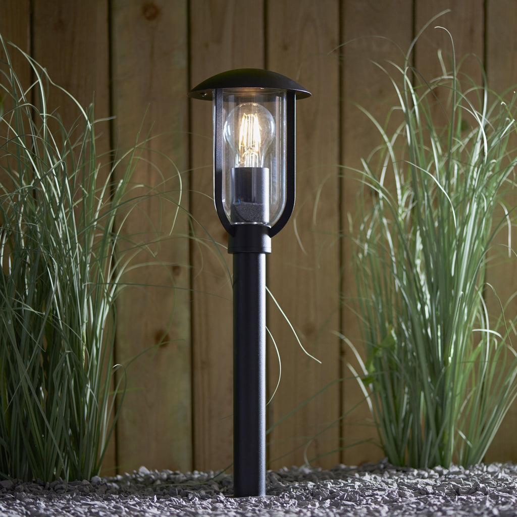 96923 Quinn 1 Light Outdoor Floor Lamp Black Clear