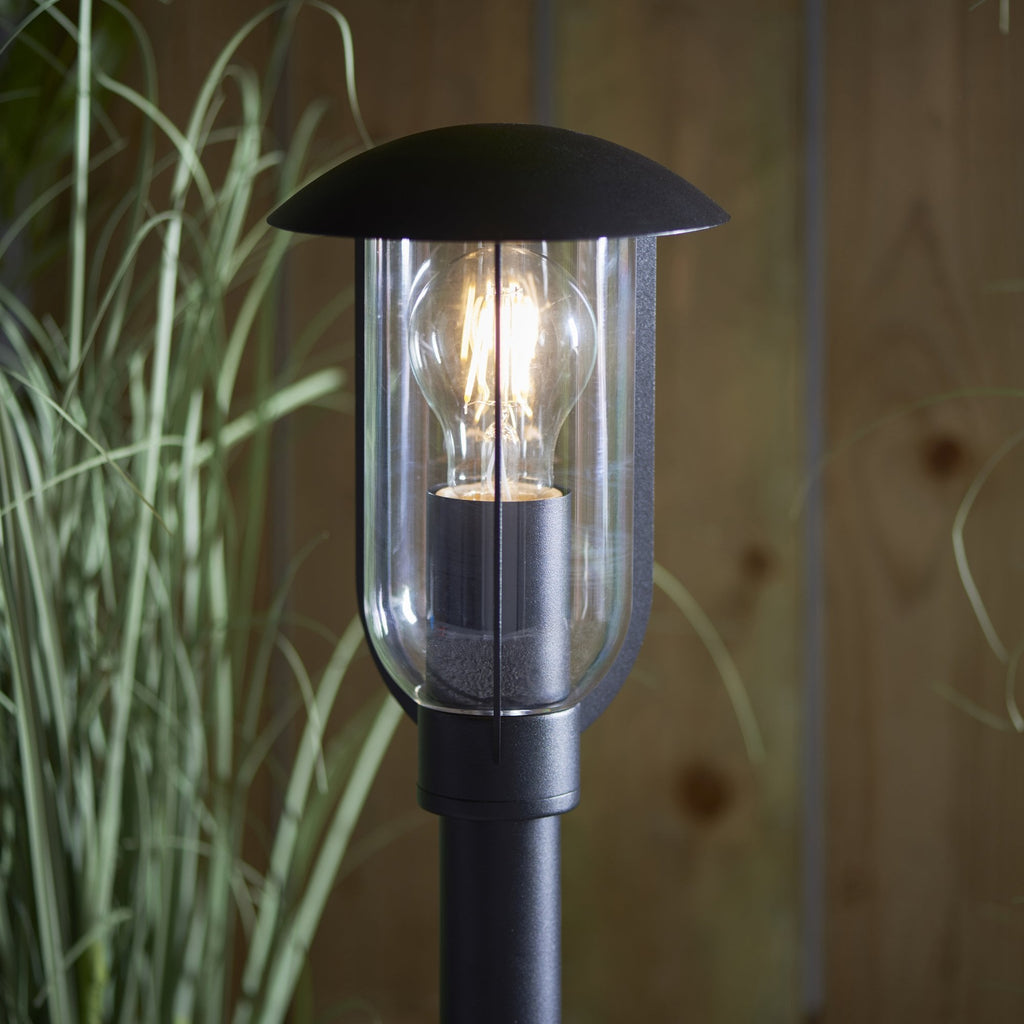 96923 Quinn 1 Light Outdoor Floor Lamp Black Clear