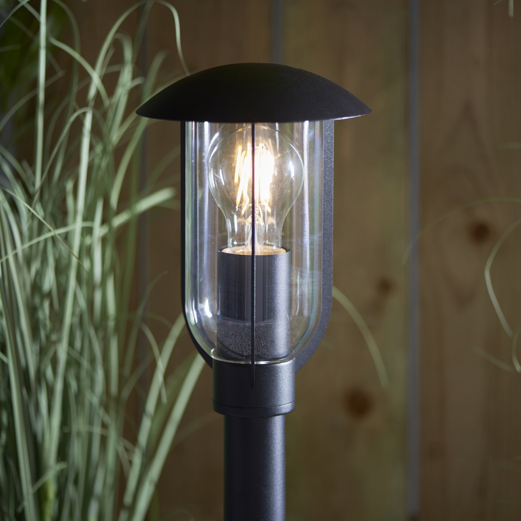 96923 Quinn 1 Light Outdoor Floor Lamp Black Clear