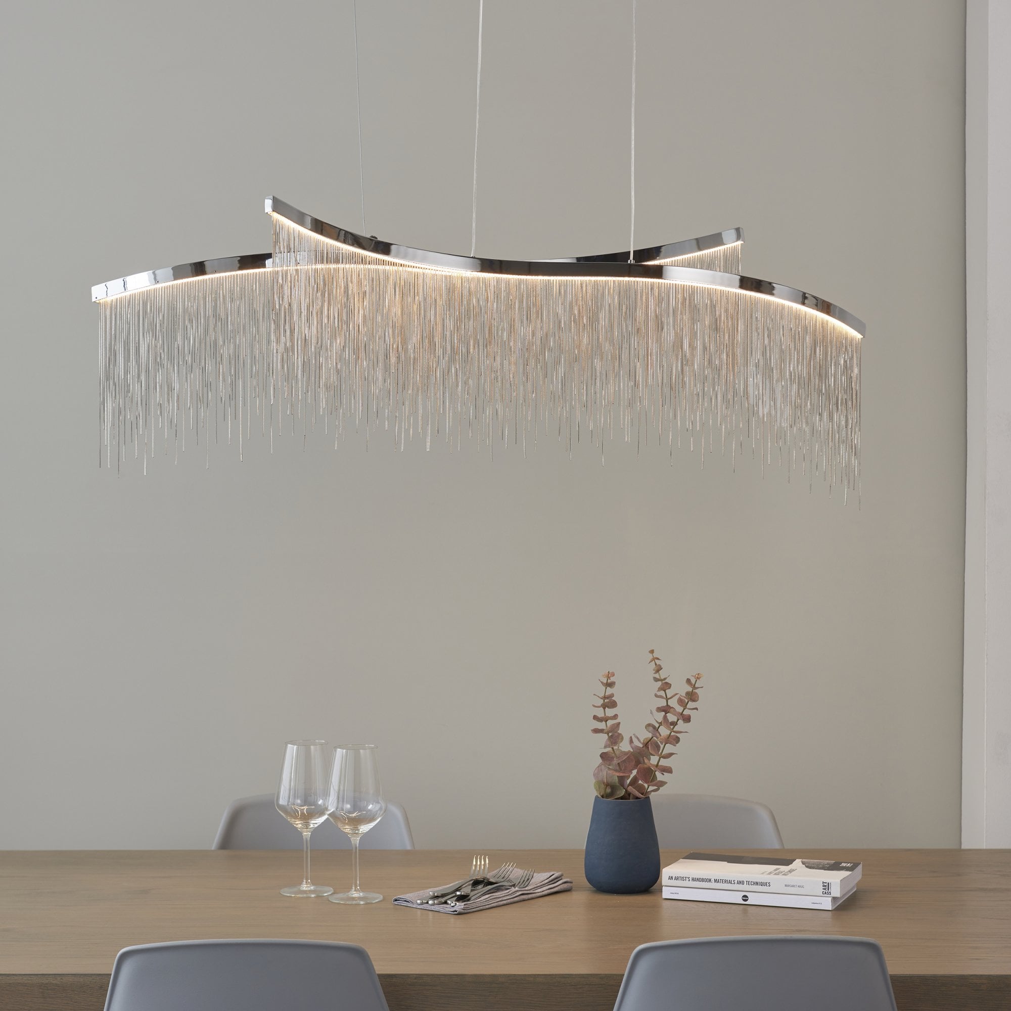 Orphelia LED 1 Light Pendant Chrome Silver