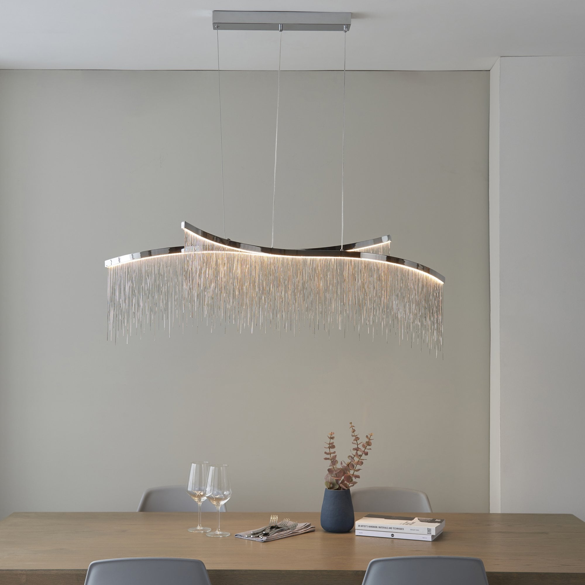 Orphelia LED 1 Light Pendant Chrome Silver