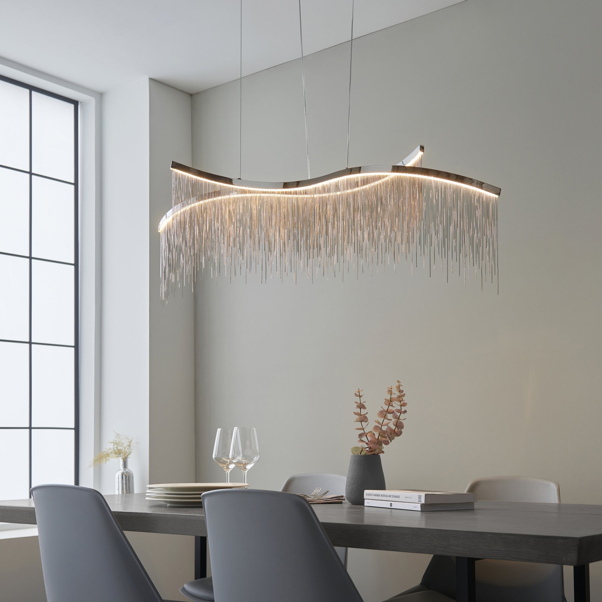 Orphelia LED 1 Light Pendant Chrome Silver