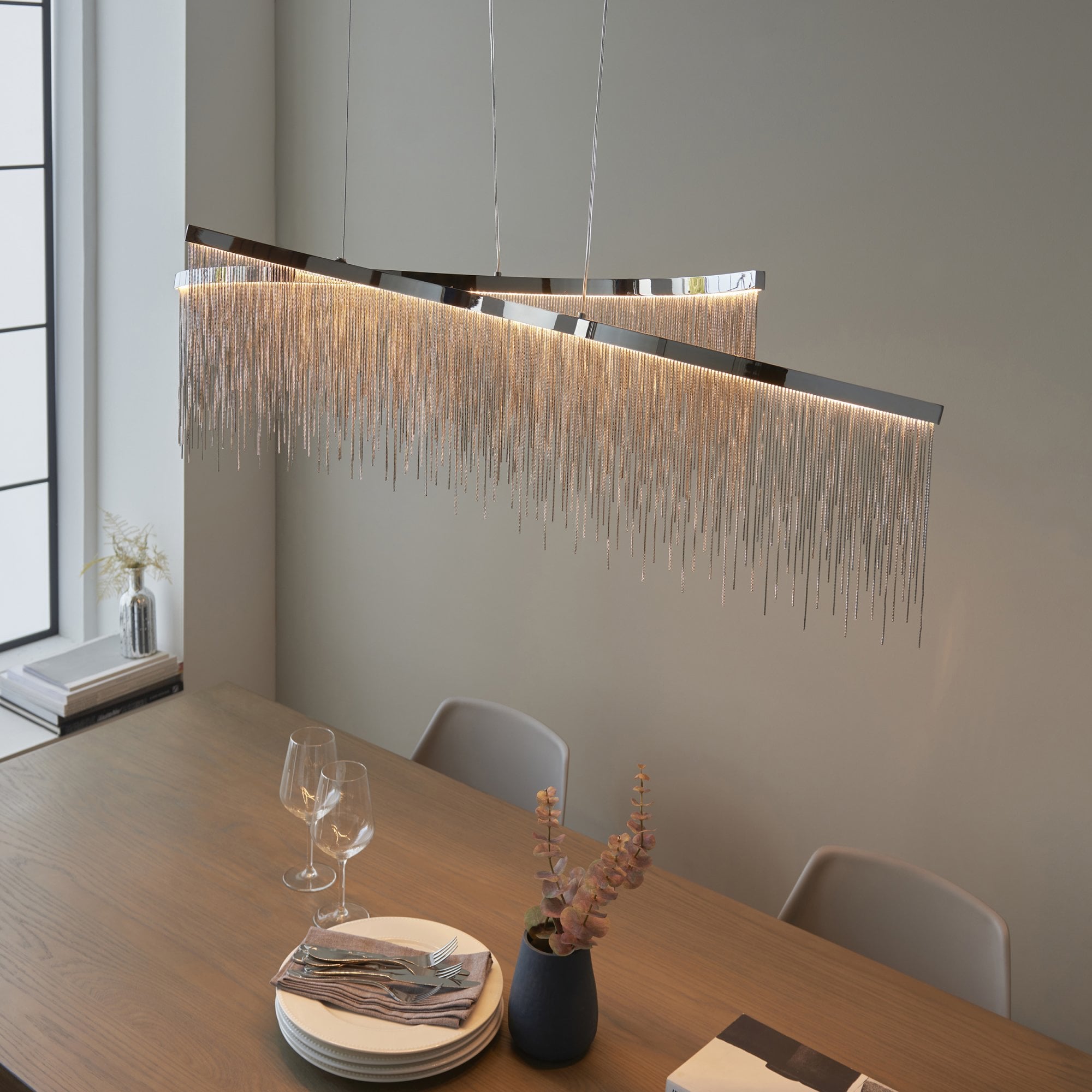 Orphelia LED 1 Light Pendant Chrome Silver