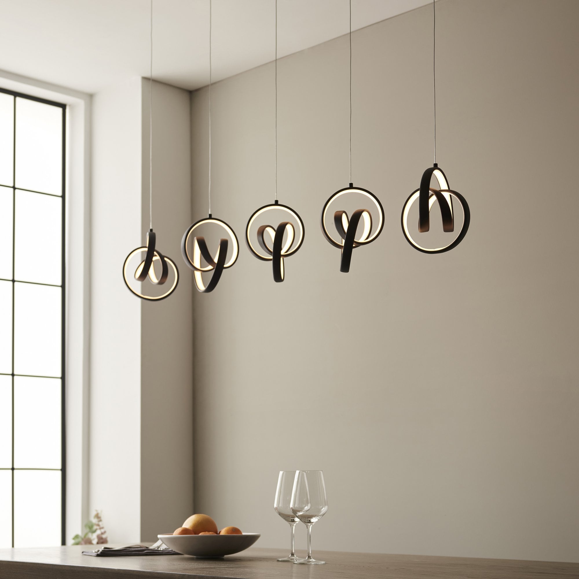 97624 Cosma LED 5 Light Pendant Black White