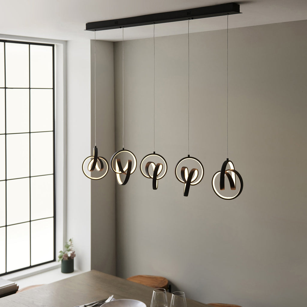 97624 Cosma LED 5 Light Pendant Black White
