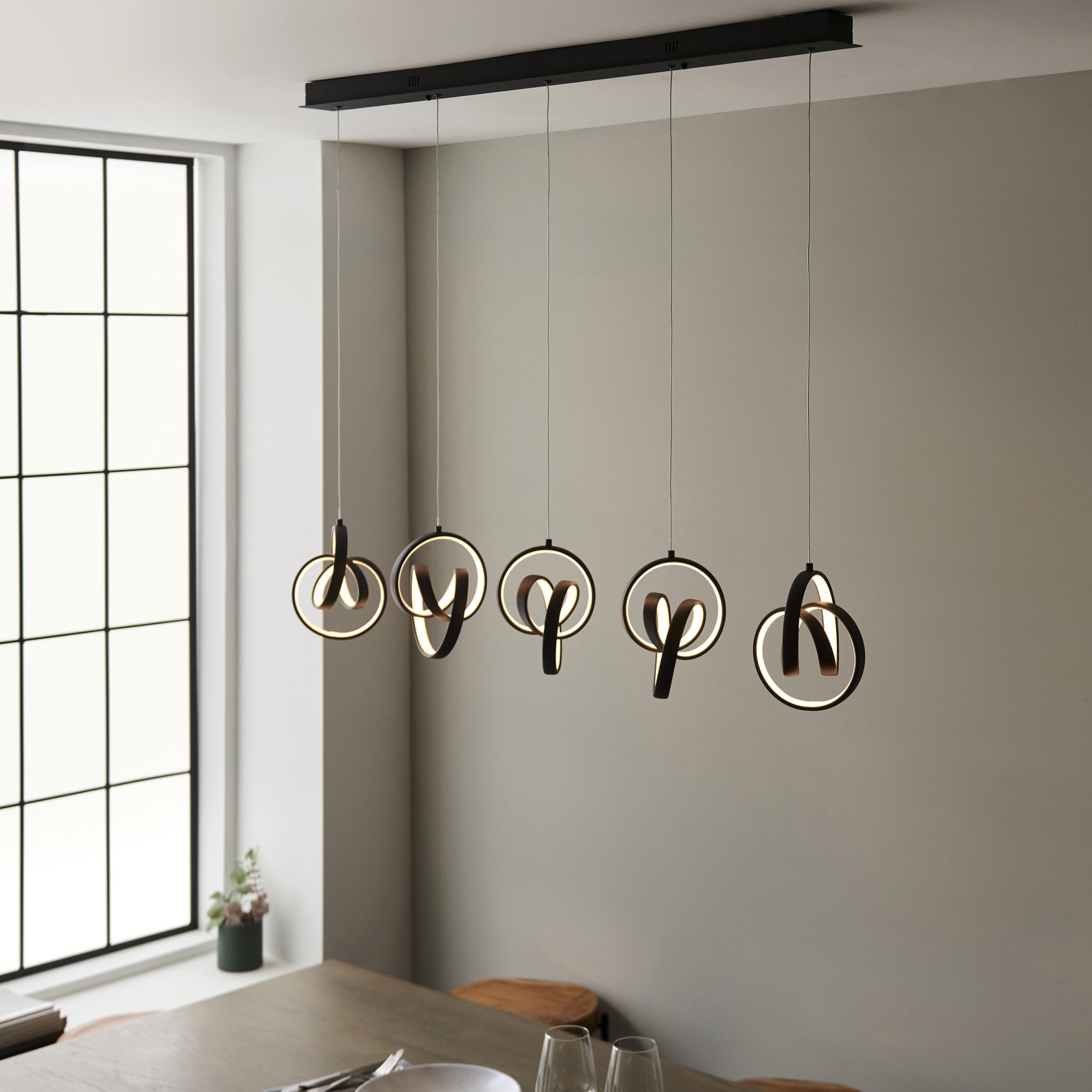 97624 Cosma LED 5 Light Pendant Black White
