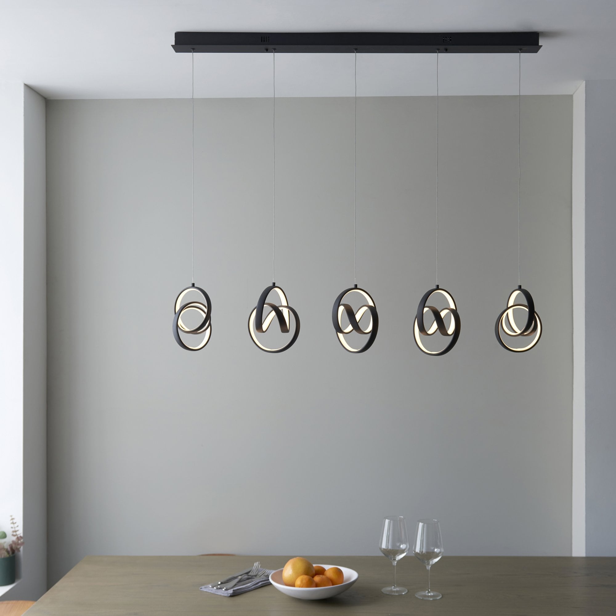 97624 Cosma LED 5 Light Pendant Black White