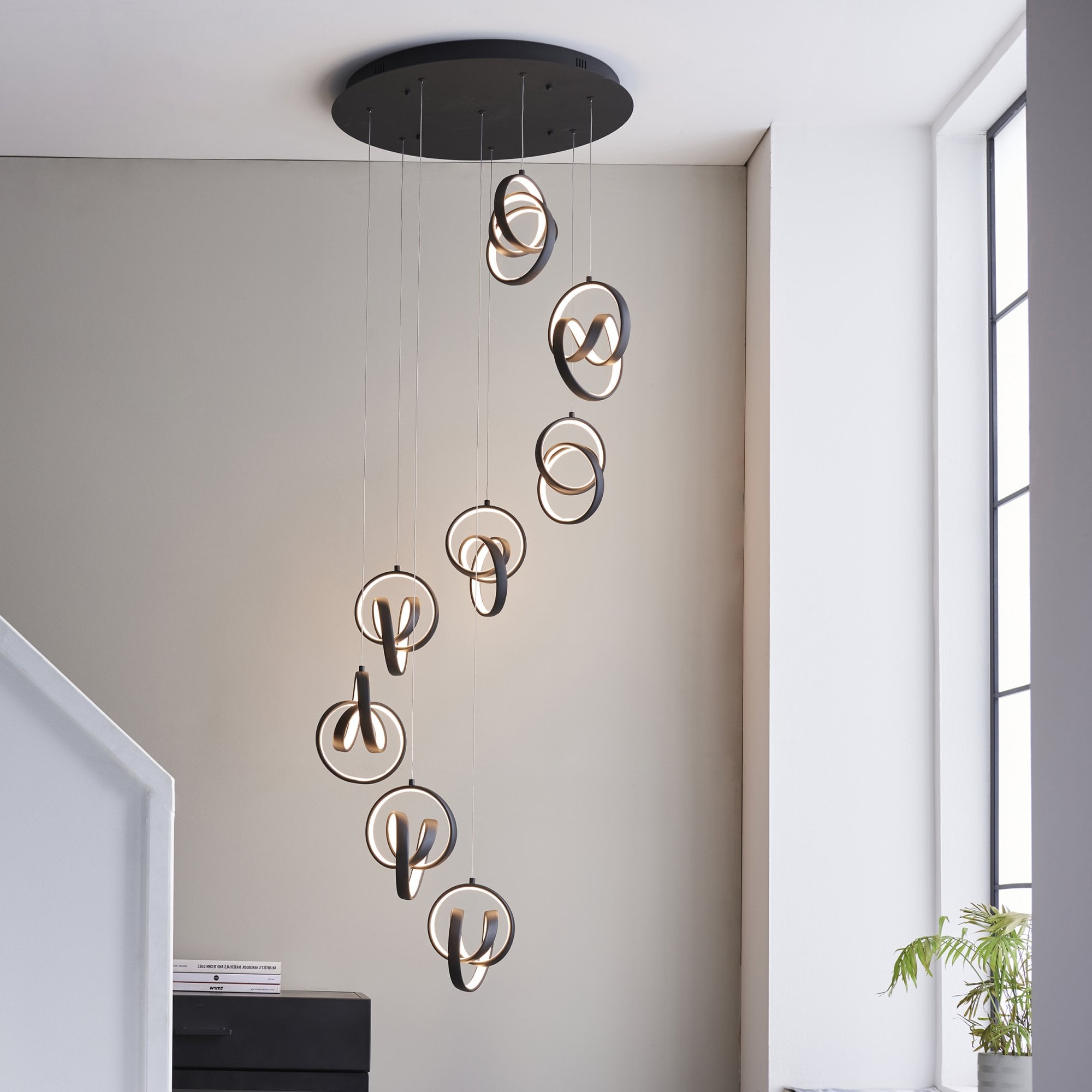 97625 Cosma LED 8 Light Pendant Black White