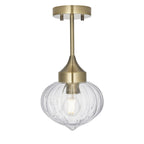 97684 Addington 1 Light Semi Flush Ceiling Light Brass Clear
