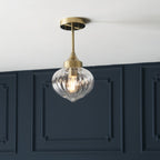 97684 Addington 1 Light Semi Flush Ceiling Light Brass Clear