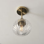 97684 Addington 1 Light Semi Flush Ceiling Light Brass Clear
