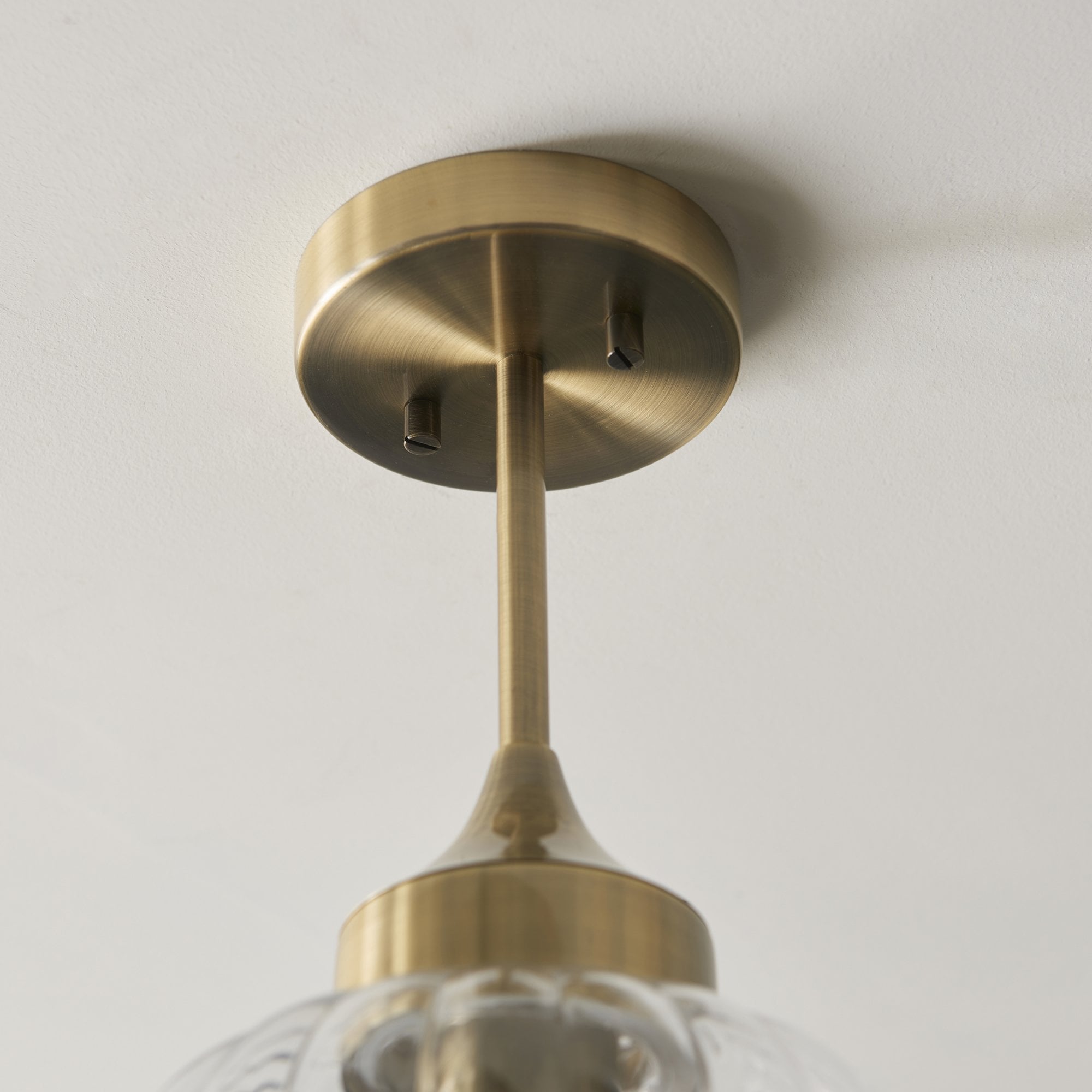 97684 Addington 1 Light Semi Flush Ceiling Light Brass Clear