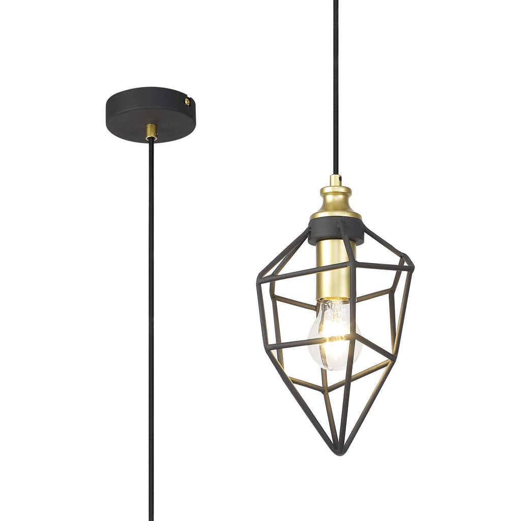NL71279 Davie Small Pendant Painted Gold & Sand Black