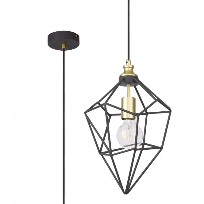 NL71289 Davie Medium Pendant Painted Gold & Sand Black
