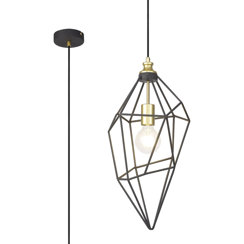 NL71299 Davie Large Pendant Painted Gold & Sand Black
