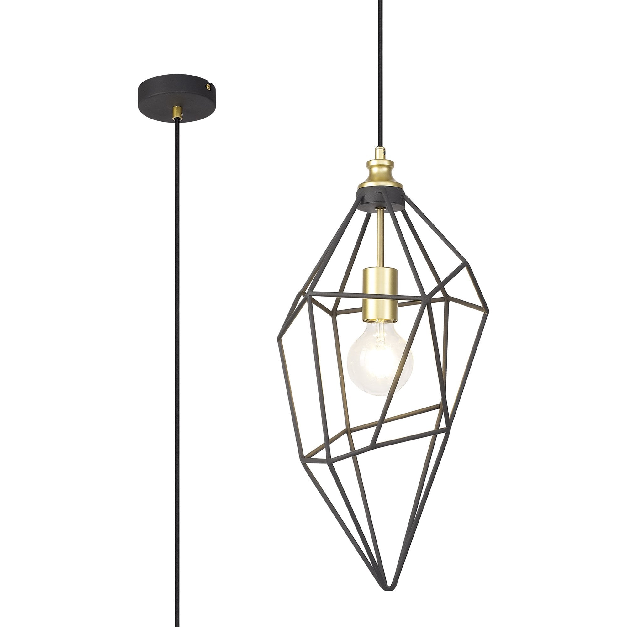 NL71299 Davie Large Pendant Painted Gold & Sand Black