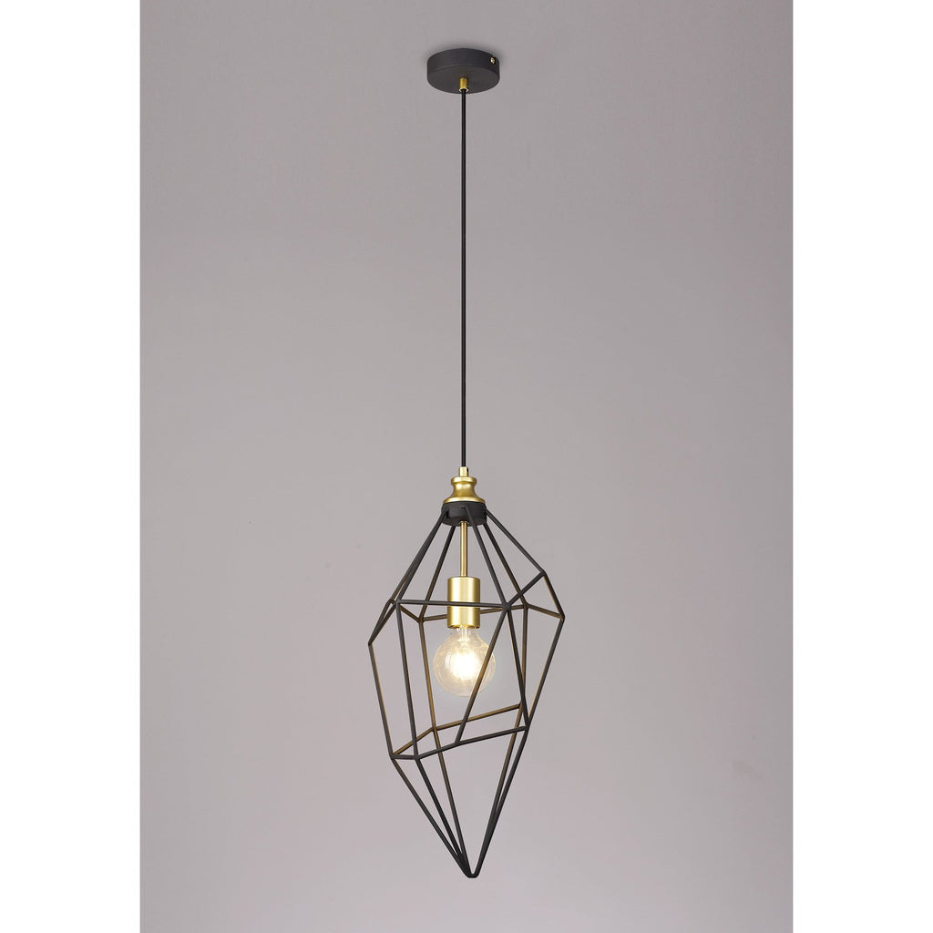 NL71299 Davie Large Pendant Painted Gold & Sand Black