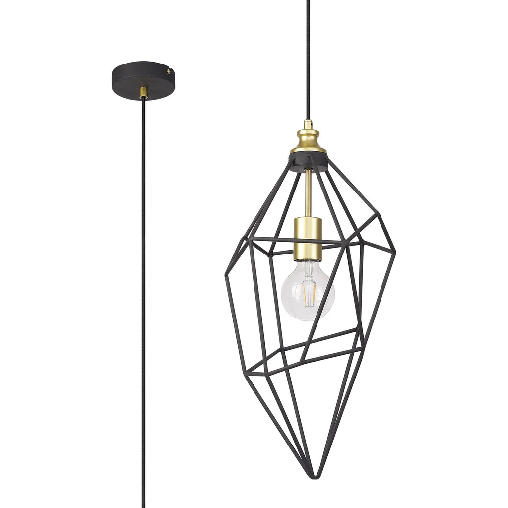 NL71299 Davie Large Pendant Painted Gold & Sand Black