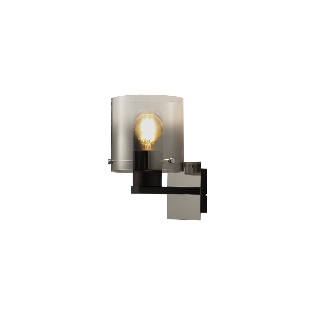 NL76799 Tokyo Single Switched Wall Lamp 1 Light Black/Smoke Fade Glass