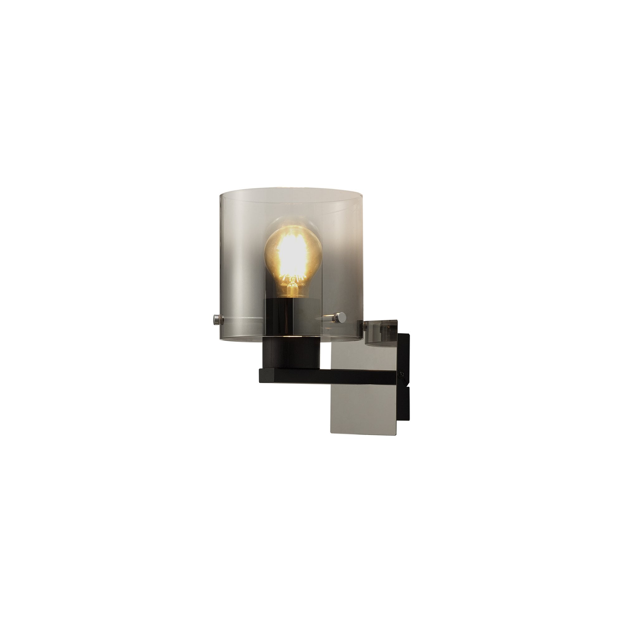 NL76799 Tokyo Single Switched Wall Lamp 1 Light Black/Smoke Fade Glass
