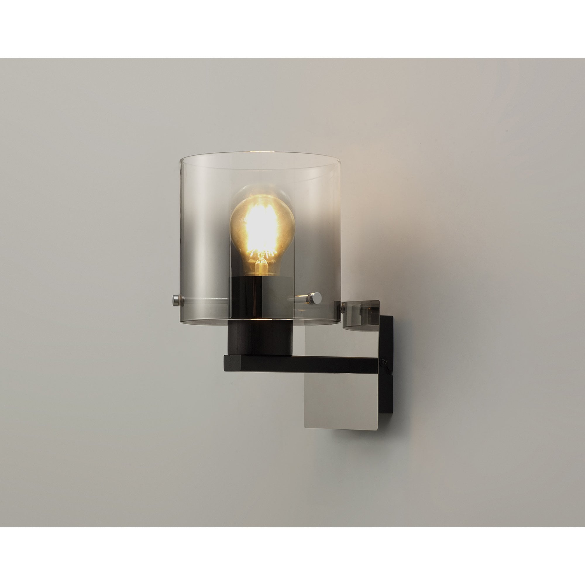 NL76799 Tokyo Single Switched Wall Lamp 1 Light Black/Smoke Fade Glass